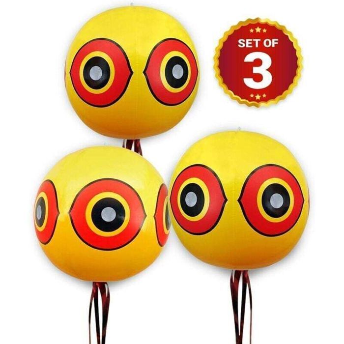 Ballons répulsifs anti-oiseaux - PZCC - Paquet de 3 - Jaune vif - Résistants aux déchirures - Résistants aux intempéries