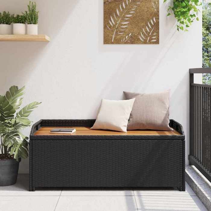 STAR SALE® Banc de rangement( 1 pc) - Banquette - 120 cm Résine tressée Noir T4491