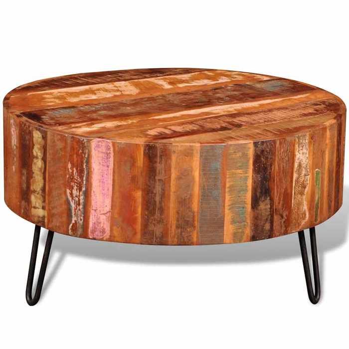 En PromotionTable basse(1 PC) - SHIELD - Support 30 kg - table du canapé - ronde Bois massif de récupération T77093
