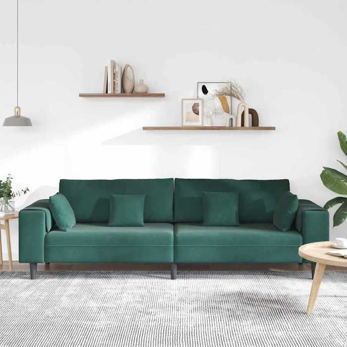Vert SOFA - PHSH - Canapé avec coussin Vert foncé 250x77x76 cm Velours C54