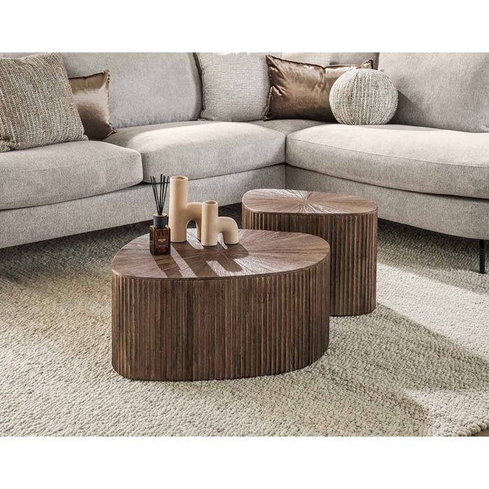 Tania - lot de 2 tables basses gigognes en teck massif - 73 et 53 cm - Bois Tania - lot de 2 tables basses gigognes en teck massif - 73 et 53 cm - Bois