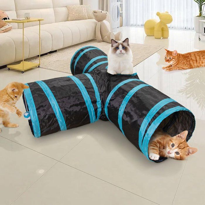 Tunnel pour chat - 3 passages - Tunnel de jeu pour animaux - Niche pour chat - Tunnel de jeu pour chat - Tunnel pour lapin