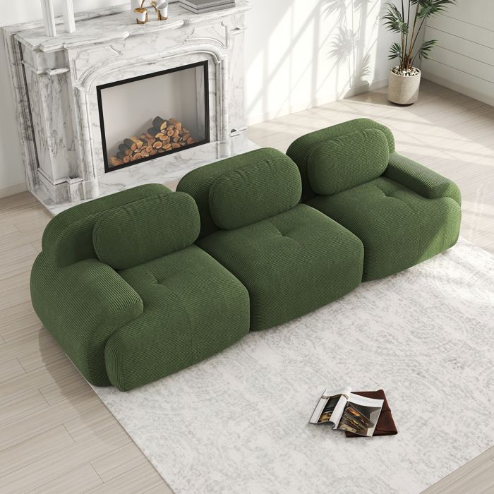 Canapé modulable - KOMHTOM - 3 places - Velours côtelé premium - Mousse 32D - Accoudoirs ergonomiques Canapé modulable - KOMHTOM - 3 places - Velours côtelé premium - Mousse 32D - Accoudoirs ergonomiques