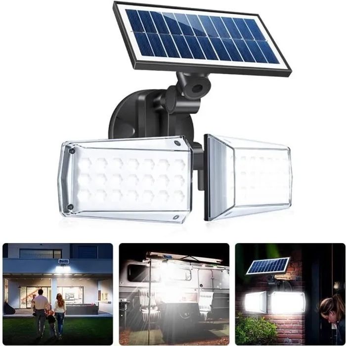 Lampe Solaire Extérieur - Applique Murale IP65 avec Détecteur de Mouvement - 42 LED - Étanche