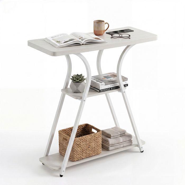 Table Console en Bois COSTWAY Console Meuble avec Éclairage LED Prise de Charge 3 Rangement Étagères pour Salon Entrée Blanc Table Console en Bois COSTWAY Console Meuble avec Éclairage LED Prise de Charge 3 Rangement Étagères pour Salon Entrée Blanc