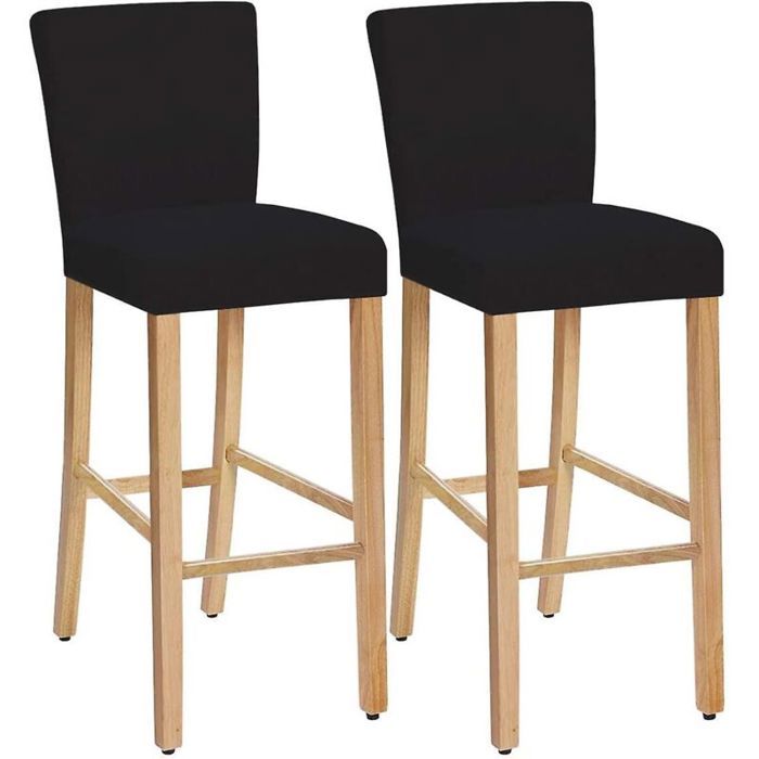 Housses de chaise extensibles lavables – Lot de 2 – Matériau doux et respirant – Compatible tabourets de bar – Couleur noir