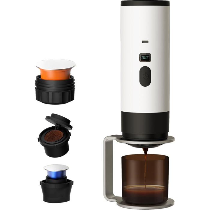 machine à café portable rechargeable compatible capsules nespresso café chaud et froid compacte et nomade noire - Nobrand