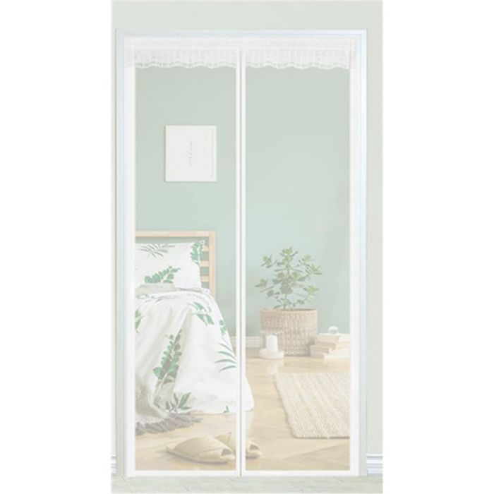 Moustiquaire porte magnétique - PZCC - 130x210 cm - Fermeture automatique silencieuse - Polyester résistant - Blanc