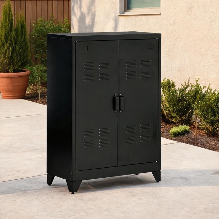 Armoire de rangement en métal noir style industriel 75 x 33 x 110 cm 2 étagères