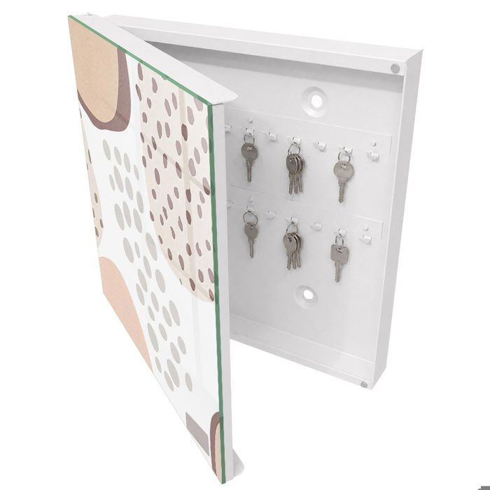 Armoire à clés murale 30x30x5 Porte-clés mural avec rangement Blanc formes organiques Souvre vers la gauche Tulup