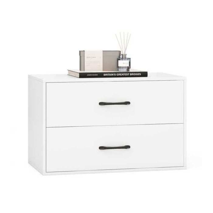 Armoire de rangement empilable à 2 tiroirs armoire de rangement horizontale avec système anti-basculement blanche