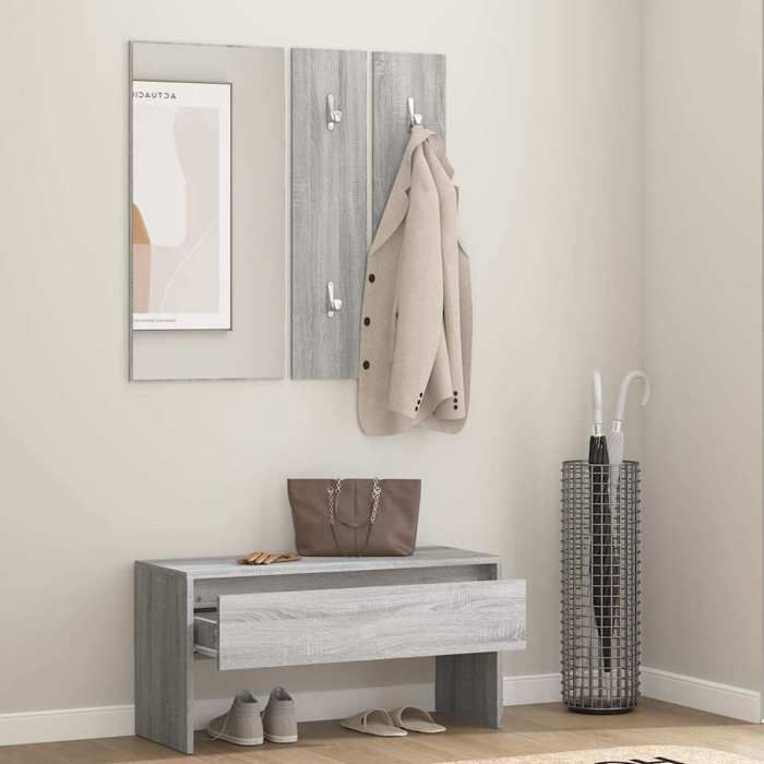 NEW Gris MEUBLE SIEGE - vidaXL - Ensemble de meubles de couloir Sonoma gris Bois dingénierie - Banc coffre - Pour maison(1parcel)95 NEW Gris MEUBLE SIEGE - vidaXL - Ensemble de meubles de couloir Sonoma gris Bois dingénierie - Banc coffre - Pour maison(1parcel)95