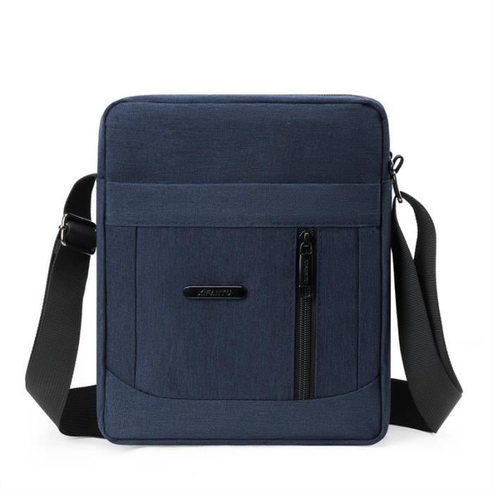 Sacoche Bandouliere Homme Bretelle Reglable Couleur Unie 24 X 20 X 6 Cm Bleu Bleu Cdiscount Bagagerie Maroquinerie