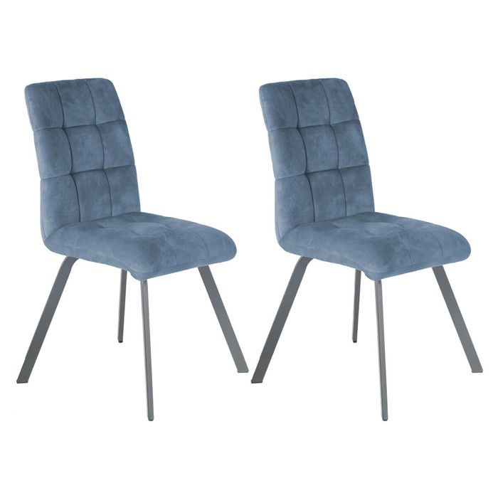 JOHN - Lot de 2 Chaises Capitonnées Bleu Gris JOHN - Lot de 2 Chaises Capitonnées Bleu Gris