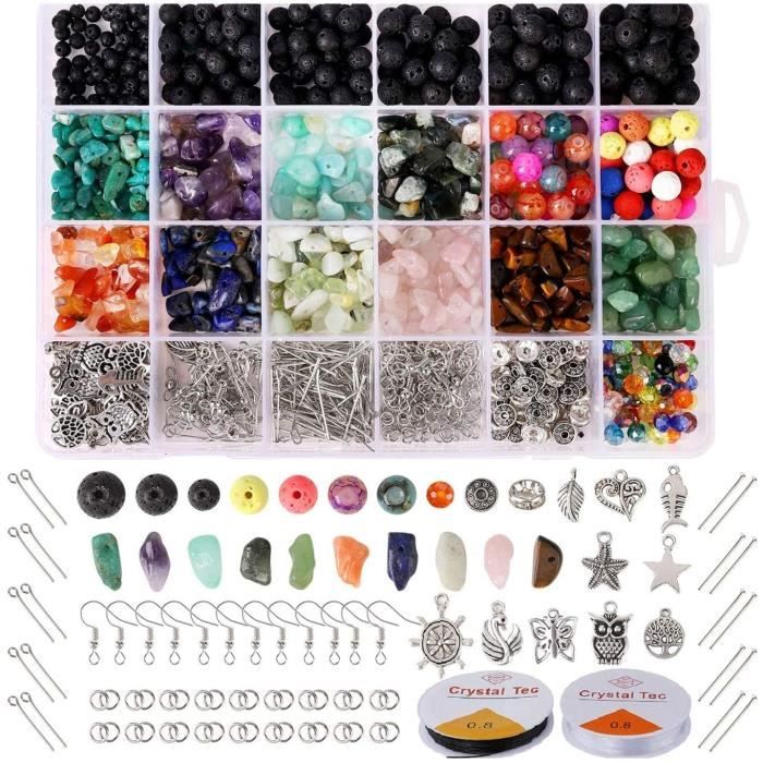 Cadeau créatif pour adultes et enfants Lot de 7 500 perles de 3 mm en verre coloré avec anneaux de saut et breloques