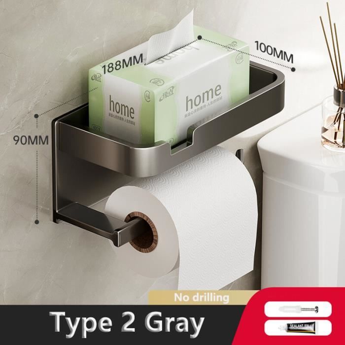 Porte Papier Toilette,HOAccesorios-Porte-papier hygiénique mural  étanche,boîte à mouchoirs,étagère T1,support de - Type 2 Gray