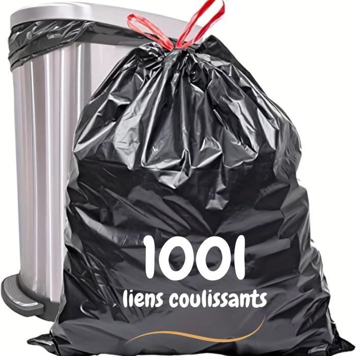 Sacs Poubelles 100L Lien Coulissant, Lot De 100 Sacs Noirs, 100%  Recyclable, Très Haute Résistance