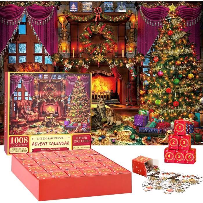 Calendrier De L'Avent Puzzle 2024 - 1008 Pièces En 24 Boîtes - Compte à Rebours Noël Pour Enfants Et Adultes