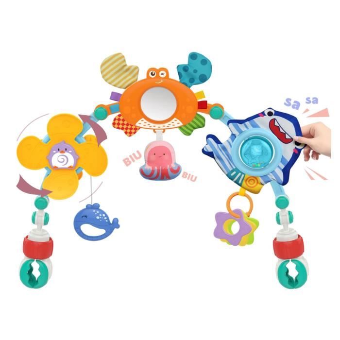 Jouet pour Poussettes, Arche d'Éveil Musicale des Bébé, Jouets sensoriels Suspendu Siège de