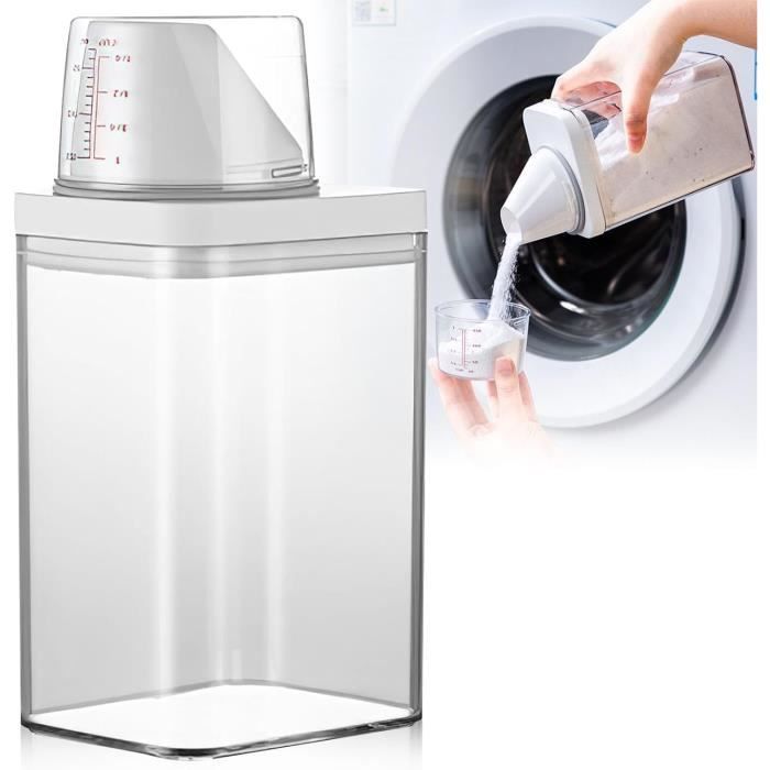 Lot De 2 Distributeurs Détergent 1500 Ml Avec Gobelet Doseur - Boîtes Hermétiques Poudre Lessive Multifonctions