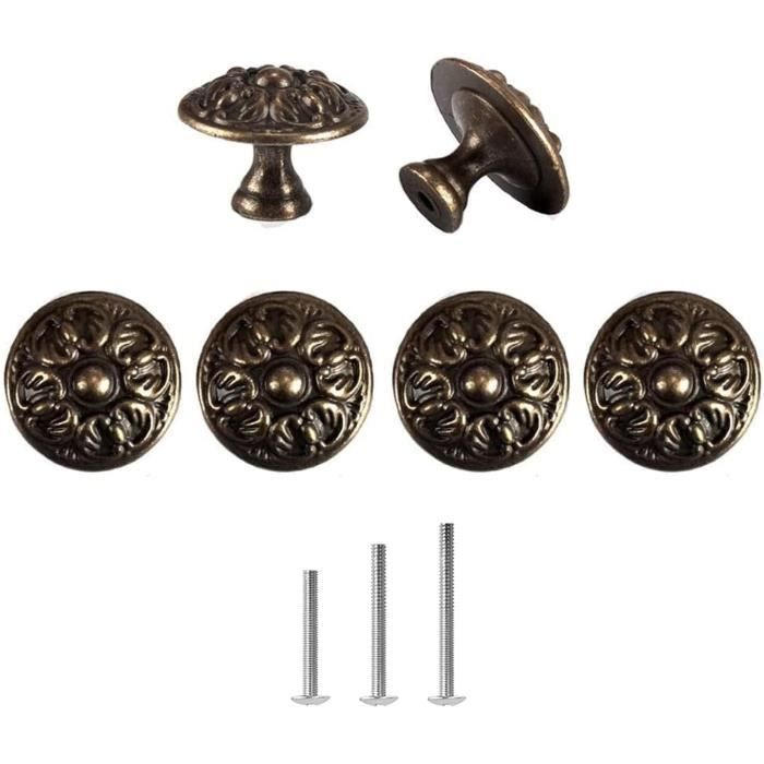 KIMISS boutons de tiroir 4set Antique Cabinet Poignées En Laiton