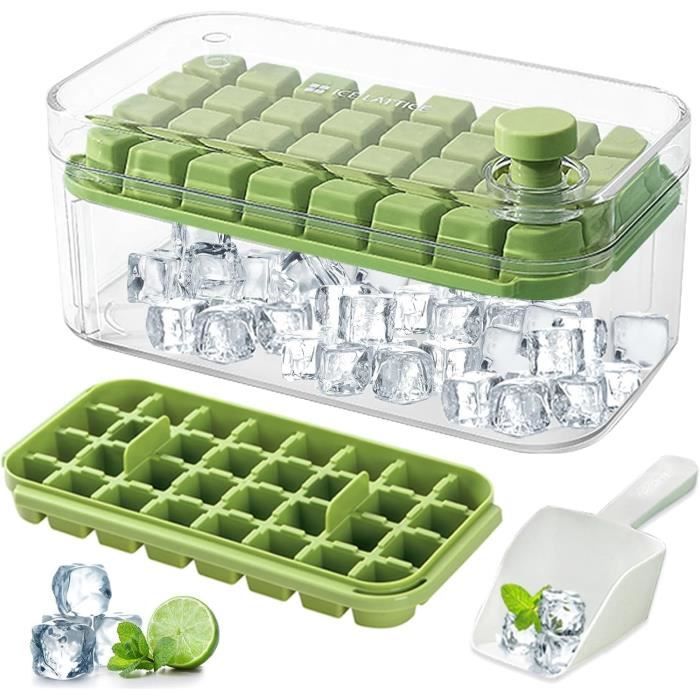 Bac A Glacons Silicone Avec Couvercle, 64 Moules Glaçons, Glaçons Pelle