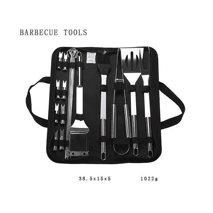 20pcs Ustensiles Barbecue Kit Barbecue Acier Inoxydable Accessoires Barbecue Outils