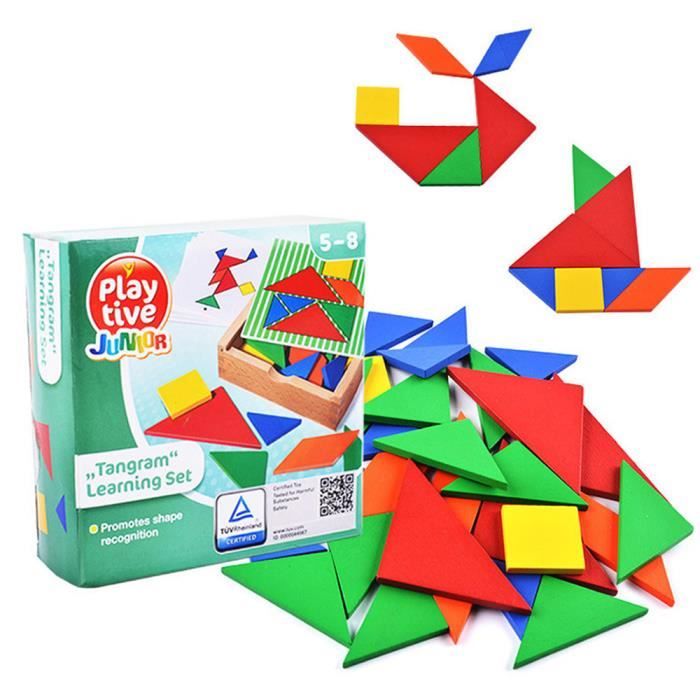 Tangram En Bois - Puzzle éducatif Pour Enfants | Développe La Créativité Et La Logique | Cadeau Anniversaire, Noël Ou Activités Scolaires - 5
