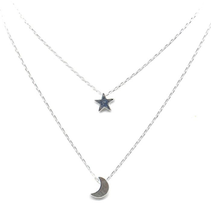 style lune étoiles Joli collier double