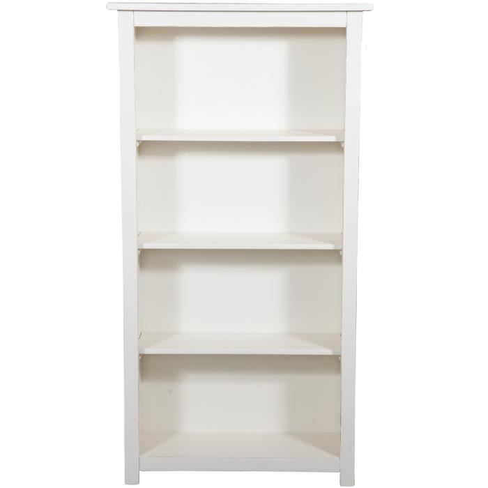 bibliothèque en tilleul massif - blanc - l68xpr25xh130 cm