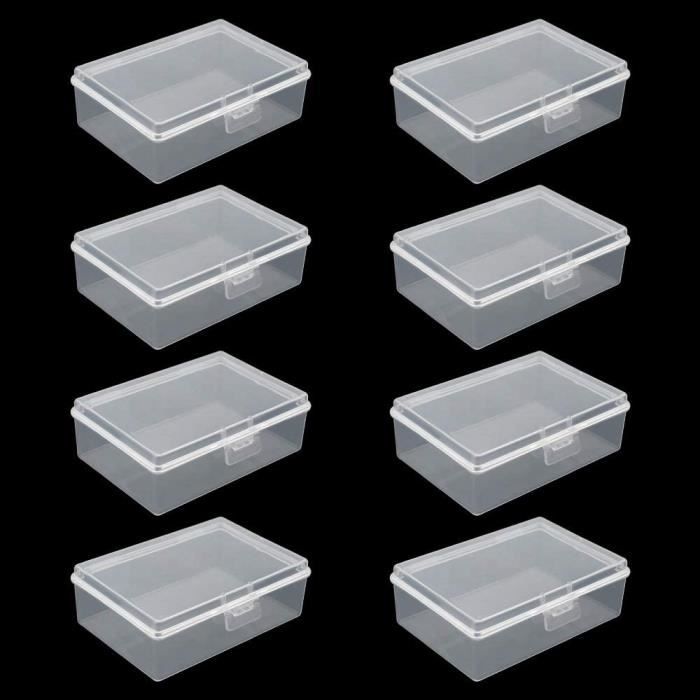 8 Pièces Petite Boîte de Rangement Plastique avec Couvercle 93 x 66 x 32mm  Mini Conteneur Rectangulaires de Stockage [363] - Cdiscount Maison
