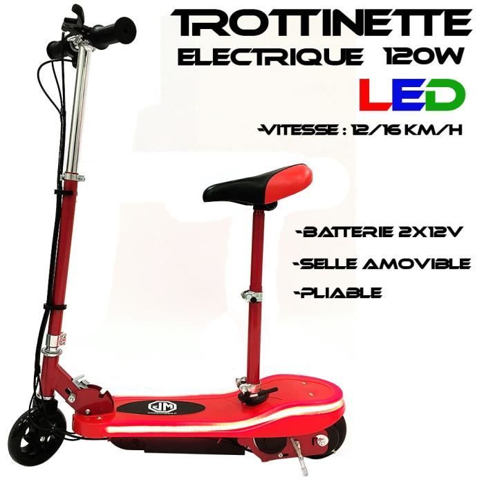 Trottinette electrique LED 120w Design Rouge - Cdiscount Auto