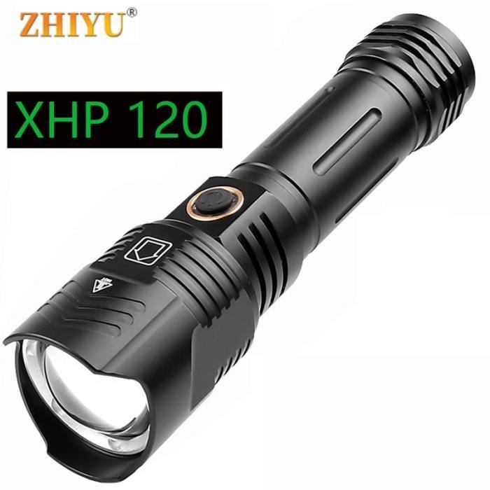 Lampe de poche super lumineuse avec LED XHP90+COB, lampe de poche