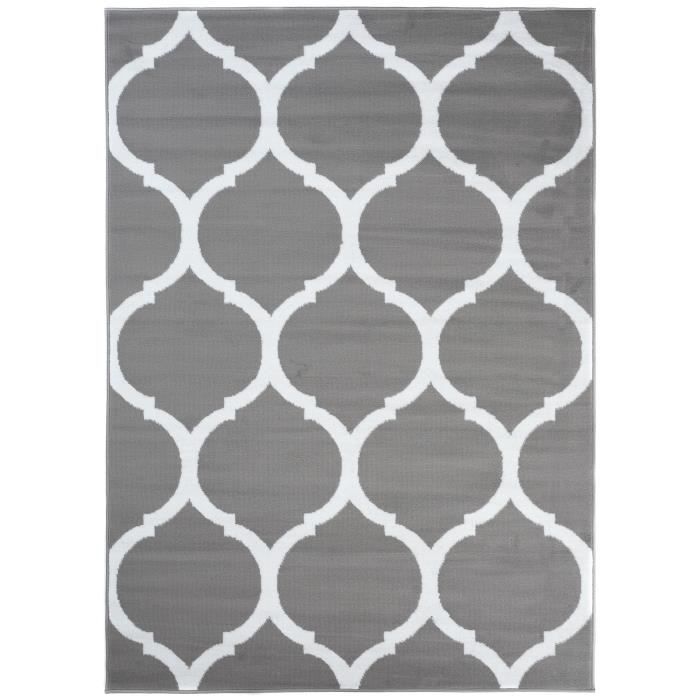 Tapiso Luxury Tapis De Salon Chambre Design Moderne Gris Clair Blanc Treillis Marrocain Tres Doux Fin 180 X 250 Cm Cdiscount Maison