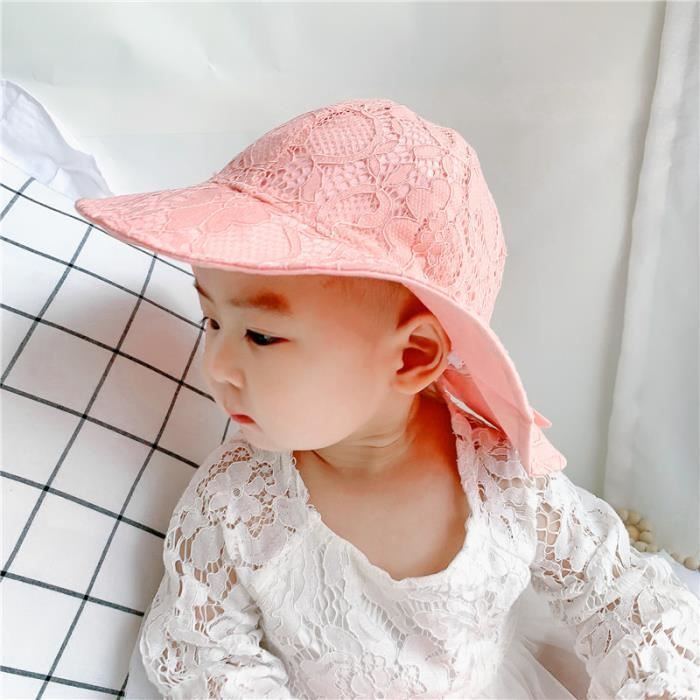 Chapeau de soleil d'été pour bébés filles, casquette pour enfants, seau  imprimé de fleurs à n?ud papillon, double f Model:ZJL327
