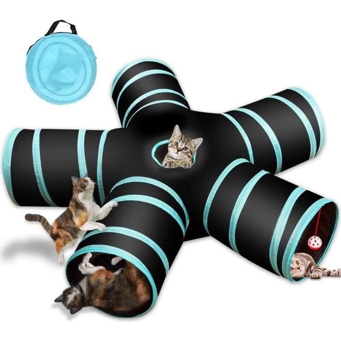 Meilleurs prix pour Tunnel pour Chat 5 Voies, Tube de Tunnel Pliant pour Animaux de Compagnie avec Sac de Rangement pour Chats, Chiots, Lapins, cobaye,