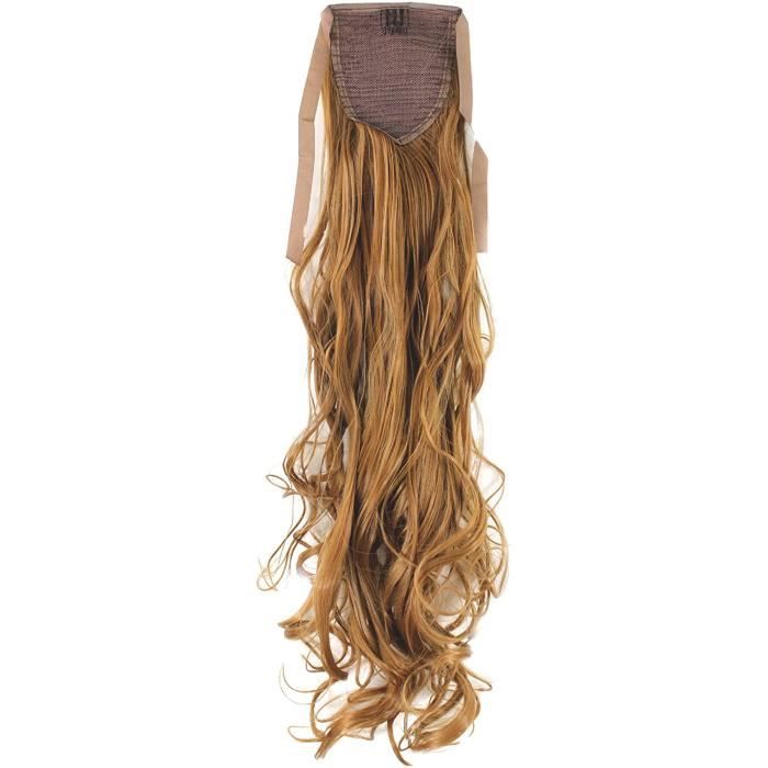 Postiche Queue De Cheval Longue 65 Cm - Chocolat Méché Cuivré Ondulé - Synthétique - Neuf Avec étiquettes