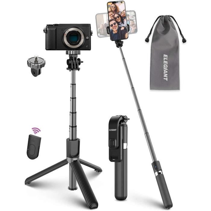 ELEGIANT Perche Selfie, Selfie Stick Trépied 4 en 1 Télécommande Bluetooth en Aluminium pour Caméra, Appareil Photo, Rotation 360 °