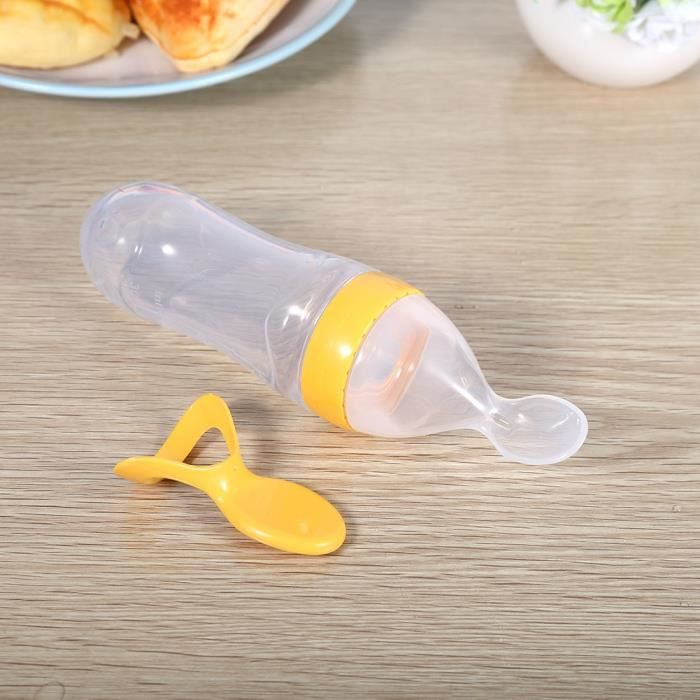 90 Ml De Biberon En Silicone Pour Bebe Avec Cuillere Et Sachet De Cereales Fraiches Jaune Hen Cdiscount Maison