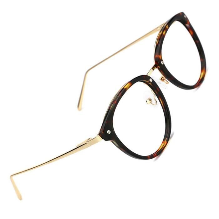 TIJN Lunette de Vue Monture de Lunette d'écaille lunettes vintage et verres transparents pour femme et homme