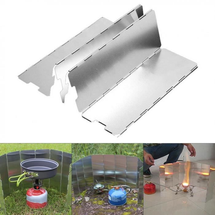 Pare-vent Pliable En Aluminium Pour Réchaud De Camping - 12 Plaques, Léger, Avec Sac De Rangement, Idéal Pique-nique BBQ