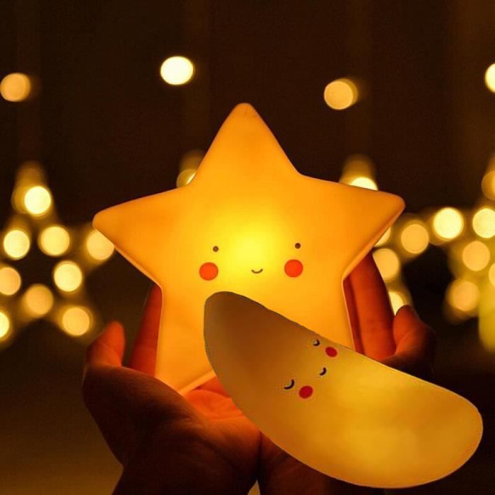 Lune Lumineux Led Veilleuse De Nuit Lampe De Chevet Veilleuse Petites Etoiles Bebe Et Enfants Cdiscount Puericulture Eveil Bebe