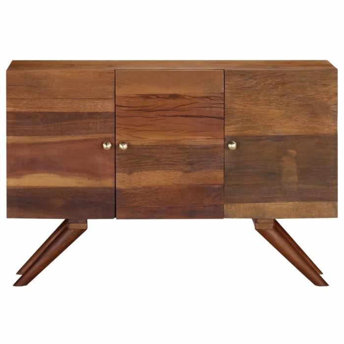 Buffet bas - Bois recyclé massif - Marron - 2 portes - 1 tiroir - Style scandinave moderne