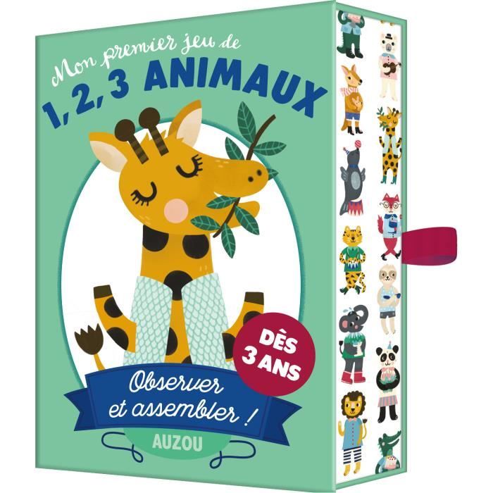 Premier jeu de carte 1 2 3 ANIMAUX dès 3 ans jouets enfants observer assembler