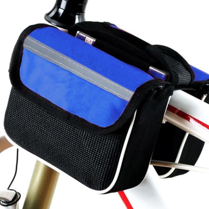 ROCKBROS Sacoche Avant Vélo Pliable – 8,3 L, Pour PC 14″, Coton/polyester, Amovible, Housse Guidon Universelle, Dos Rembourré, Bleu/violet/orange