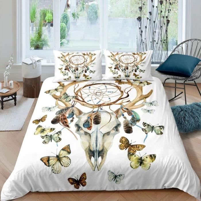 MLUNKQAIL Housse de Couette 220x240 Papillon, Parure de Lit Rose, Sets de Housses de Couettes 3 Pièces Microfibre avec Fermeture Éclair et 2 Taies d' oreiller 65x65 cm