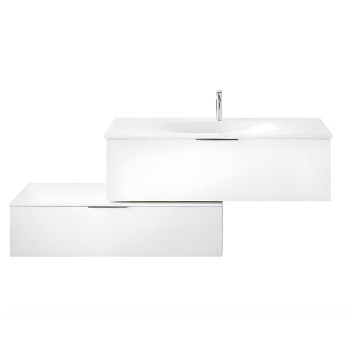 Meuble vasque 120 cm BURGBAD Olena en décalé blanc Meuble vasque 120 cm BURGBAD Olena en décalé blanc
