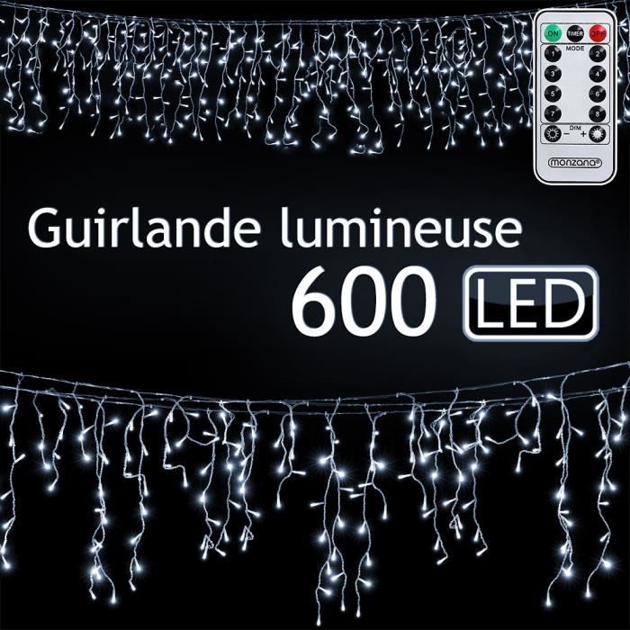 Guirlande lumineuse perles blanc froid à piles 4M 50 LED câble noir timer  Konstsmide