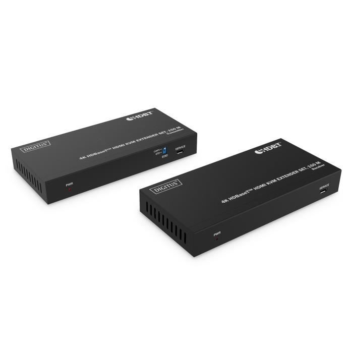 HDMI KVM Extender Set - Digitus - 4K - 150 m - USB 1.1 - PoC - Noir