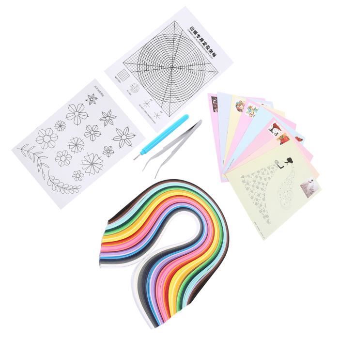 Woohome Kit de Quilling en Papier, Quilling Kit, Papier de 5mm and 3mm de Large avec 16 Couleurs 1600 Bandes, 12 Types Outils pour Paperolles